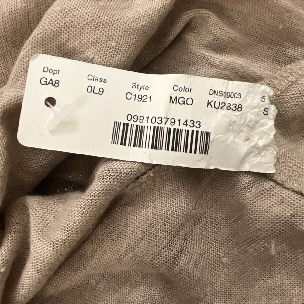 J.CREW 100% Linen Tee Metallic Gold Beige Shimmer V Neck T-Shirt Casual Lux - Picture 6 of 7